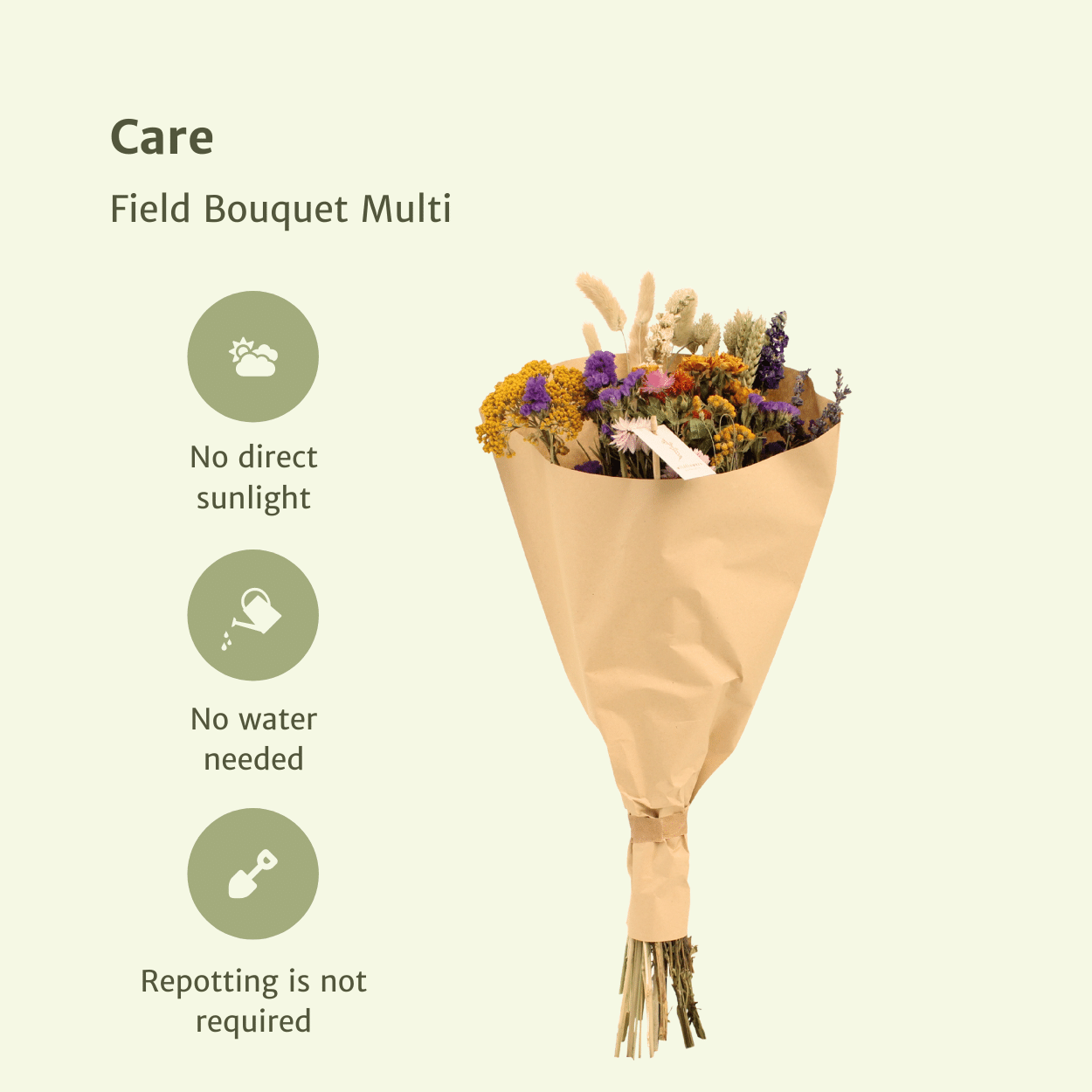 Trockenblumen Feldblumenstrauß Multi Ø25cm, Höhe 60cm