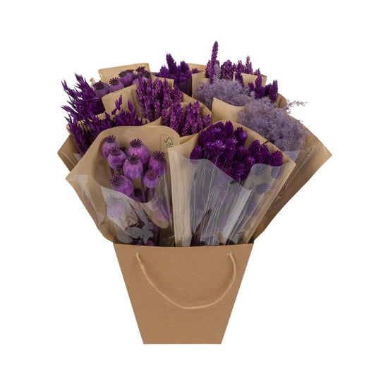 Dried Mono Mix Purple – 12 rosa Trockenblumen, 50 cm