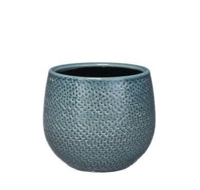Keramiktopf Gabriel rund blau Ø14 cm – modern & elegant
