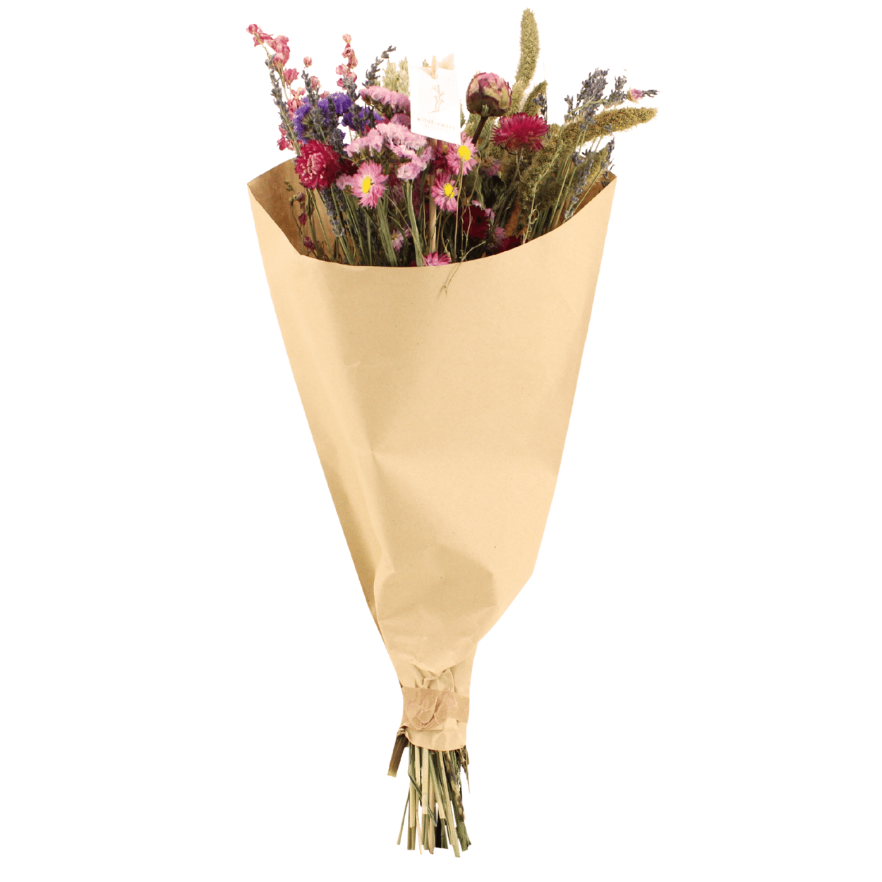 Trockenblumen Feldblumenstrauß Rosa Ø25cm, Höhe 60cm