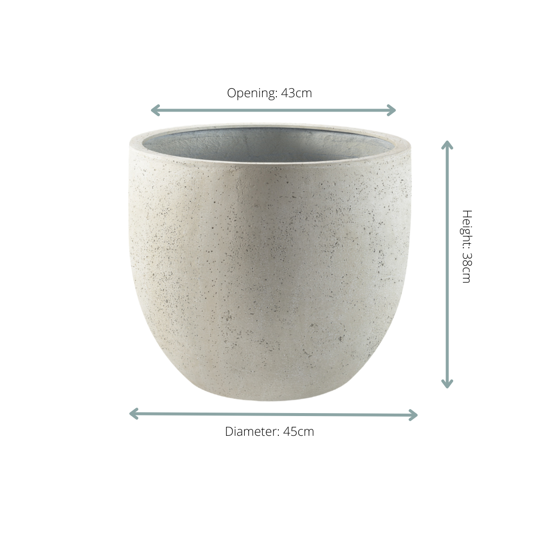 Pot Grigio New Egg Antique White – Stilvoller Pflanztopf D45xH38
