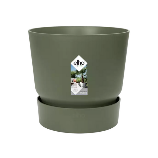 Elho Greenvile Rundblatt 30 cm Grün – Design Blumentopf mit Wasserspeicher
